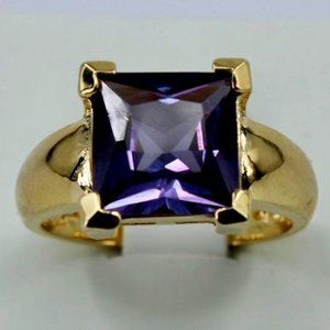 Sterling silver gold overlay square Amethyst size 8
